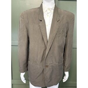 VTG‎ Rare Bmax 100% Silk Oversized Blazer M Brown Boxy One Button Jacket 80s 90s